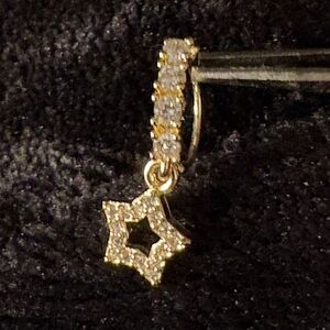 Nose Ring-Hoop/Dangle Yellow Gold Tone Cooper Star CZ Cartilage Nose Ring not